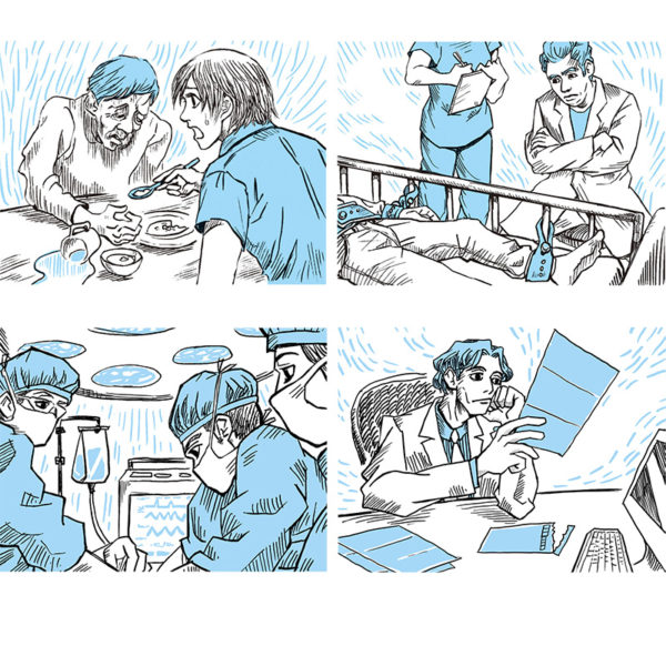 医療介護雑誌、日経ヘルスケアのコラムの挿絵イラスト